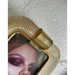 Pamono Small Picture Frame in Murano Glass and Brass by Simoeng><noscript><img width=