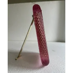 Pamono Small Pink Torchon Picture Frame in Murano Glass and Brass by Simoeng><noscript><img width=