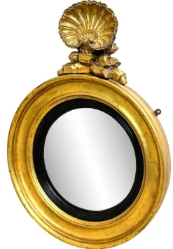 New Pamono Small Regency Circular Gilt and Gesso Convex Mirror, 1830