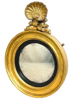 New Pamono Small Regency Circular Gilt and Gesso Convex Mirror, 1830