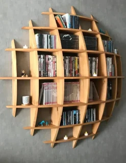 Pamono Small Round Pine Shelves by David Renault><noscript><img width=