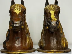 Pamono Small Scottish Victorian Heavy Cast-Iron Horse Head Gatepost Sculptures, Set of 2> Sculpture