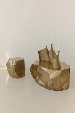 Best Pamono Small Side Table in Brass Resin Over Inox by Atelier Ellery