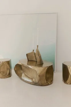 Best Pamono Small Side Table in Brass Resin Over Inox by Atelier Ellery