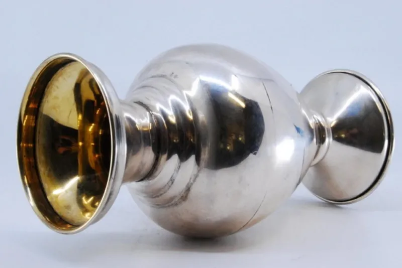 Pamono Small Silver Jug with Circular Base and Gold Interior> Bottles, Carafes & Jugs