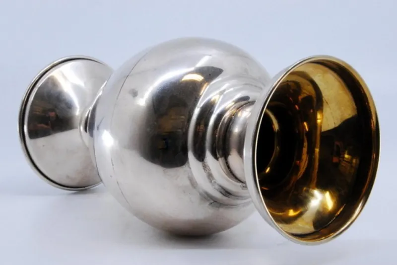 Pamono Small Silver Jug with Circular Base and Gold Interior> Bottles, Carafes & Jugs