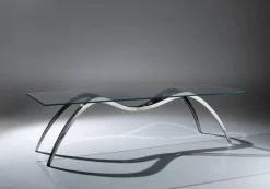 Pamono Small Spider Classic Dining Table in Glass and Steel by Barberini & Gunnell><noscript><img width=