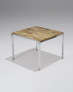 Discount Pamono Small Square Onyx and Metal Coffee Table, 1960s