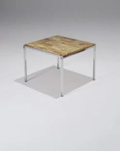 Discount Pamono Small Square Onyx and Metal Coffee Table, 1960s