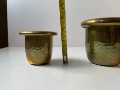 Pamono Small Swedish Grace Hammered Brass Planters, 1940s, Set of 2><noscript><img width=