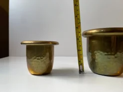 Pamono Small Swedish Grace Hammered Brass Planters, 1940s, Set of 2><noscript><img width=
