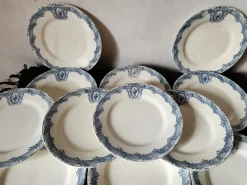Online Pamono Small Vintage Blue Versailles Series Plates from Salins, 19th Century, Set of 6