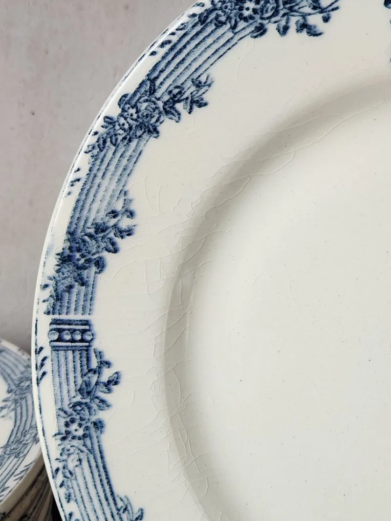 Online Pamono Small Vintage Blue Versailles Series Plates from Salins, 19th Century, Set of 6