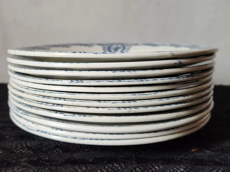 Online Pamono Small Vintage Blue Versailles Series Plates from Salins, 19th Century, Set of 6
