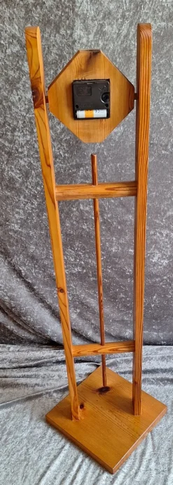 Pamono Small Vintage Grandfather Clock in Pine by Junghans, 1970s><noscript><img width=