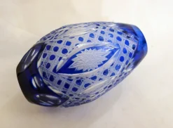 Pamono Small Vintage Vase in Cut Bohemian Crystal with Cobalt Blue, 1960s><noscript><img width=