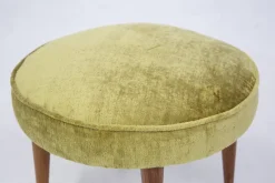 New Pamono Small Vintage Wooden Armchairs & Pouf in Purple and Green Velvet, Set of 3