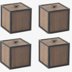Pamono Smoked Oak Frame Boxes by Lassen, Set of 4