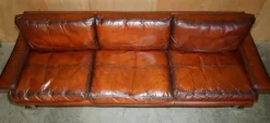 Pamono Sofa and Armchair Suite in Leather and Chrome, Set of 4><noscript><img width=