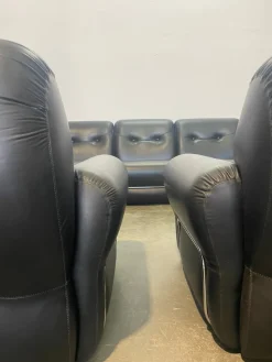 Outlet Pamono Sofa and Armchairs in Black Leather by Adriano Piazzesi, 1980s, Set of 3