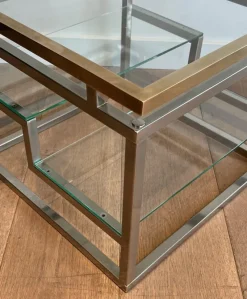 New Pamono Sofa End Tables in Chrome, Brass and Glass, 1970s, Set of 2