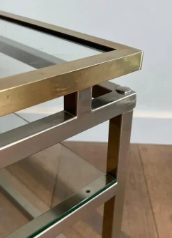 New Pamono Sofa End Tables in Chrome, Brass and Glass, 1970s, Set of 2
