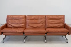 Pamono Sofas in Cognac Leather attributed to Paul Kjaerholm for Kold Christensen, 1970s, Set of 3> Living Room Sets