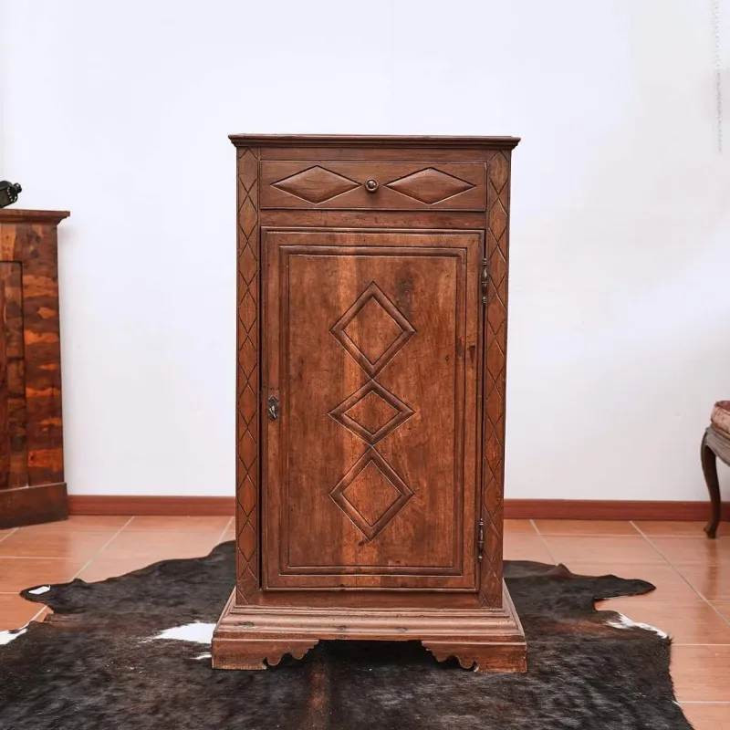 Pamono Solid Wood Cabinet with One Drawer and Two Storage Compartments> Serving Bar Carts & Trolleys