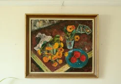 Pamono Solveig, Still Life, Oil on Panel, Mid-20th Century, Framed> Mid-Century