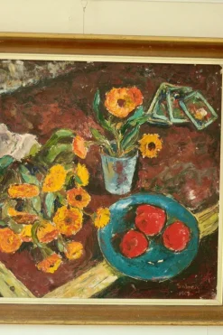 Pamono Solveig, Still Life, Oil on Panel, Mid-20th Century, Framed><noscript><img width=