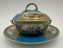 Outlet Pamono Soup Bowl with Saucer in Porcelain from Sèvres, Set of 2