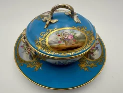 Outlet Pamono Soup Bowl with Saucer in Porcelain from Sèvres, Set of 2