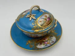 Outlet Pamono Soup Bowl with Saucer in Porcelain from Sèvres, Set of 2
