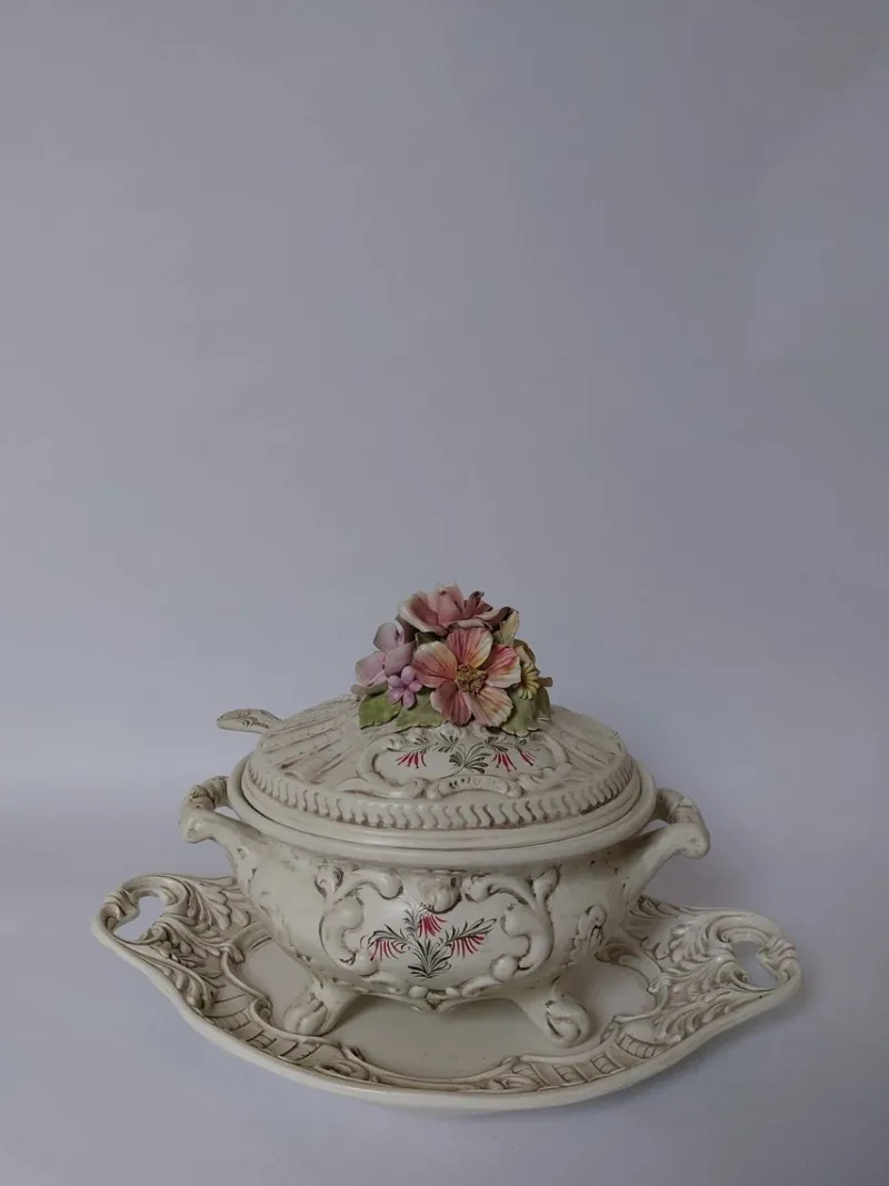 Pamono Soup Tureen with Ladle by V. Bassano, Italy, 1960, Set of 3> Serving Dishes