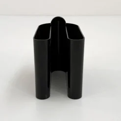 Pamono Space Age Black Magazine Rack by Rodolfo Bonetto for Bilumen, 1970s> Magazine Racks