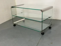 Outlet Pamono Space Age Glass Trolley Side Table from Gallotti & Radice, Italy, 1970s
