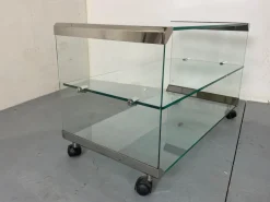 Outlet Pamono Space Age Glass Trolley Side Table from Gallotti & Radice, Italy, 1970s
