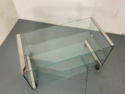 Outlet Pamono Space Age Glass Trolley Side Table from Gallotti & Radice, Italy, 1970s