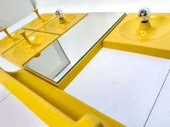 New Pamono Space Age Illuminated Quadro Modular Wall Panel Coat Rack System with Mirror and Console by Jürgen Lange for Schönbuch, West Germany, 1960s, Set of 7