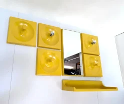 New Pamono Space Age Illuminated Quadro Modular Wall Panel Coat Rack System with Mirror and Console by Jürgen Lange for Schönbuch, West Germany, 1960s, Set of 7