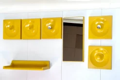 New Pamono Space Age Illuminated Quadro Modular Wall Panel Coat Rack System with Mirror and Console by Jürgen Lange for Schönbuch, West Germany, 1960s, Set of 7