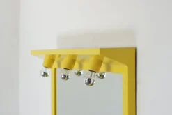 Pamono Space Age Illuminated Yellow Wall Mirror by Makio Hasuike, Italy, 1980s> Mirrors