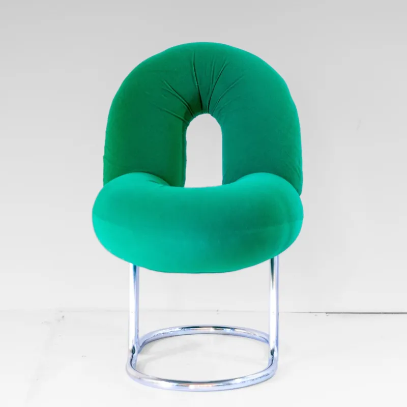 Outlet Pamono Space Age Italian Modern Desk Chair in Green Velvet and Chromed Metal, 1970s
