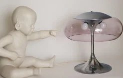 Pamono Space Age Italian Mushroom Table Lamp attributed to Goffredo Reggiani, 1960s><noscript><img width=