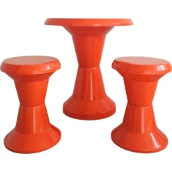 Discount Pamono Space Age Patio Set in Orange Plastic, 1970s, Set of 3