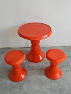 Discount Pamono Space Age Patio Set in Orange Plastic, 1970s, Set of 3