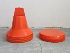Discount Pamono Space Age Patio Set in Orange Plastic, 1970s, Set of 3
