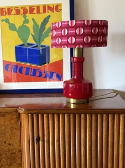 Pamono Space Age Red Glass Table Lamp, Italy, 1960s> Table Lamps