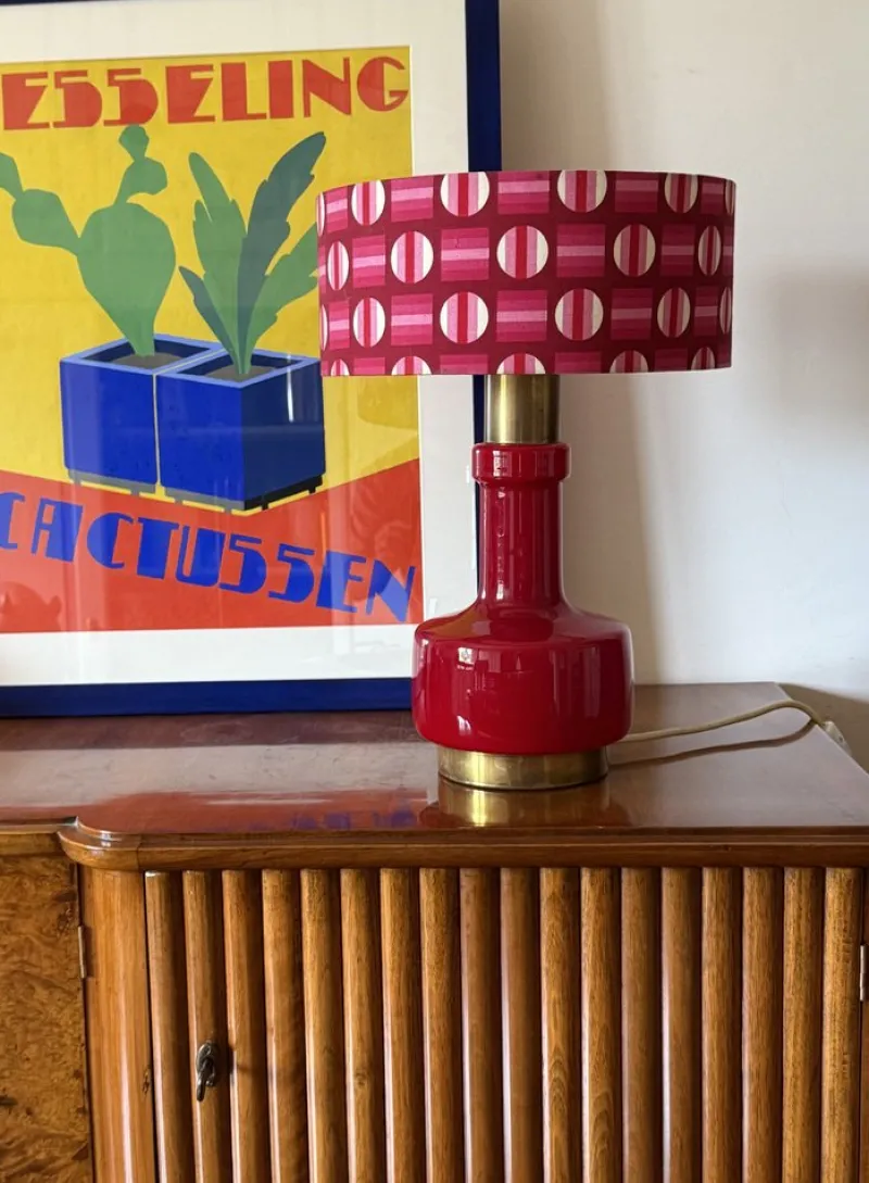 Pamono Space Age Red Glass Table Lamp, Italy, 1960s> Table Lamps