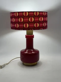 Pamono Space Age Red Glass Table Lamp, Italy, 1960s><noscript><img width=